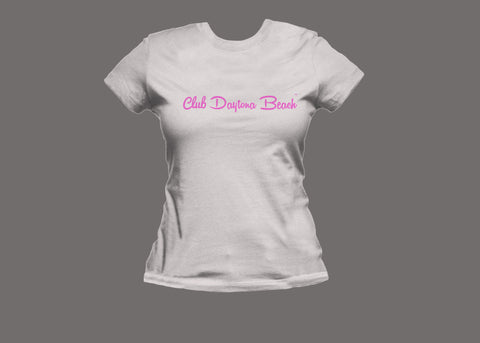 Club Daytona Beach Womens White/Pink Tee