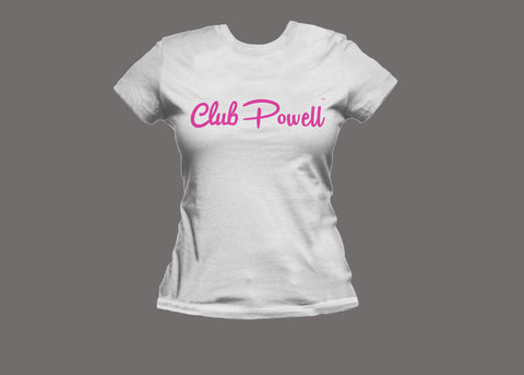 Club Powell Womens White/Pink Tee
