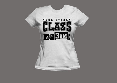 Club Stacks Class of 3 AM Women's White Tee